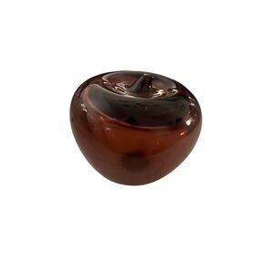Hand Blown Amethyst Colored Apple Shaped Paper Weight/Figurine